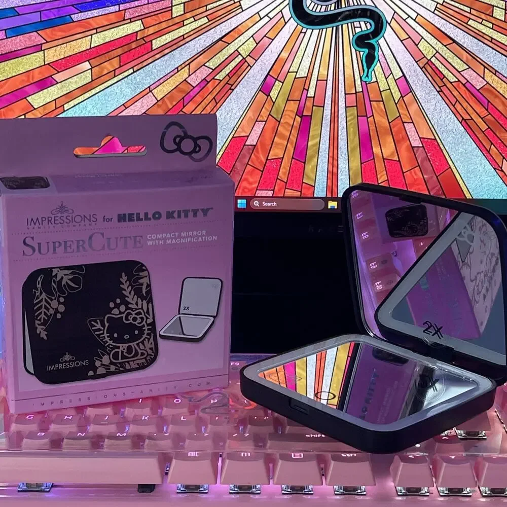 Impressions Vanity Hello Kitty Compact Mirror Black Touch Sensor Dimmer Sanrio